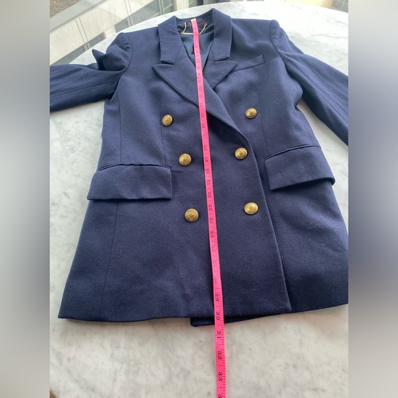Frame Navy Blue Double Breasted Wool Cashmere Blend Blazer Size XS - Picture 9 of 12